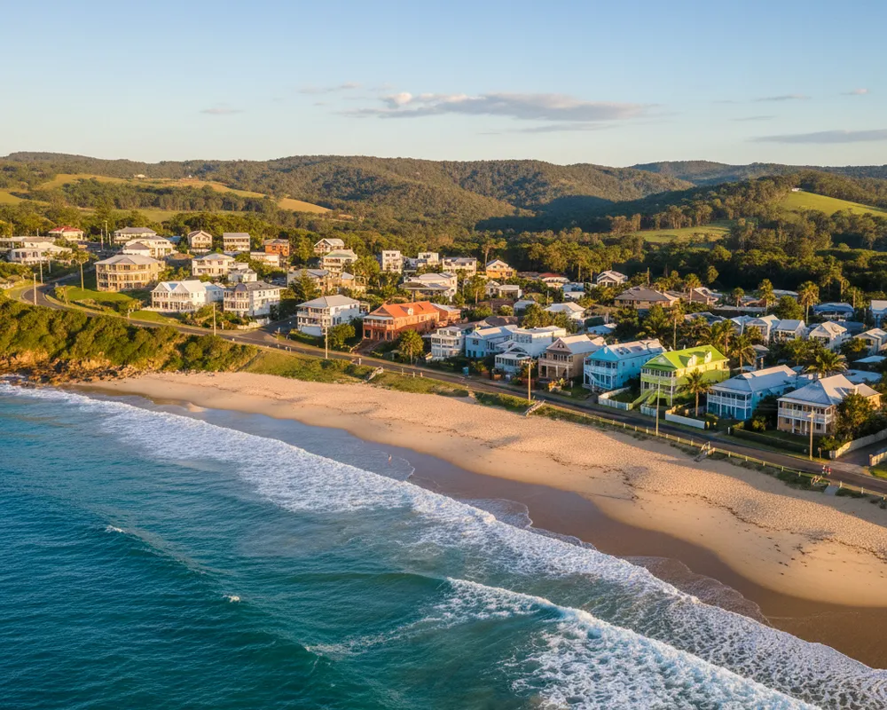 Australian coastline with blue water.